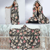 Rose Monarch Butterfly Pattern Print Hooded Blanket-grizzshop