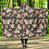 Rose Monarch Butterfly Pattern Print Hooded Blanket-grizzshop