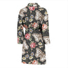 Rose Monarch Butterfly Pattern Print Men Long Robe-grizzshop