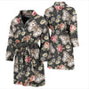 Rose Monarch Butterfly Pattern Print Men Long Robe-grizzshop