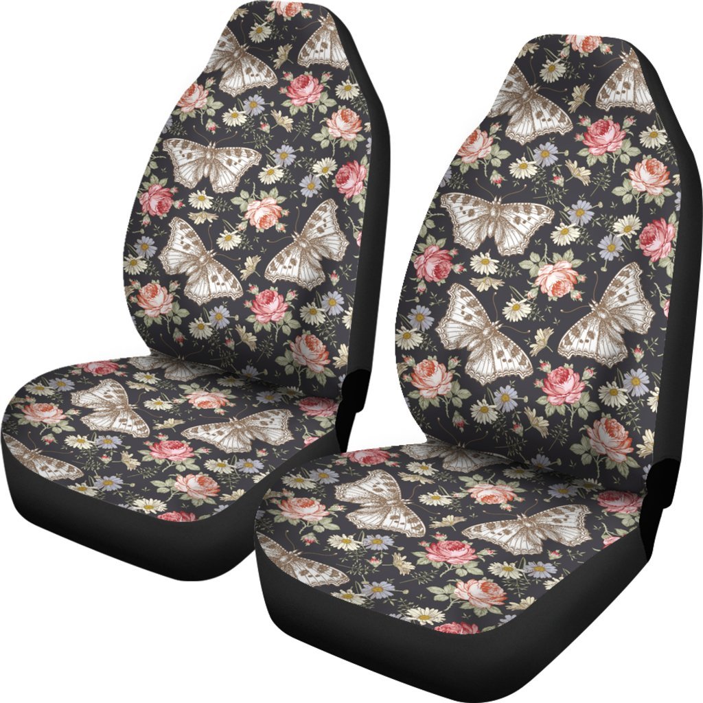 Rose Monarch Butterfly Pattern Print Universal Fit Car Seat Cover-grizzshop