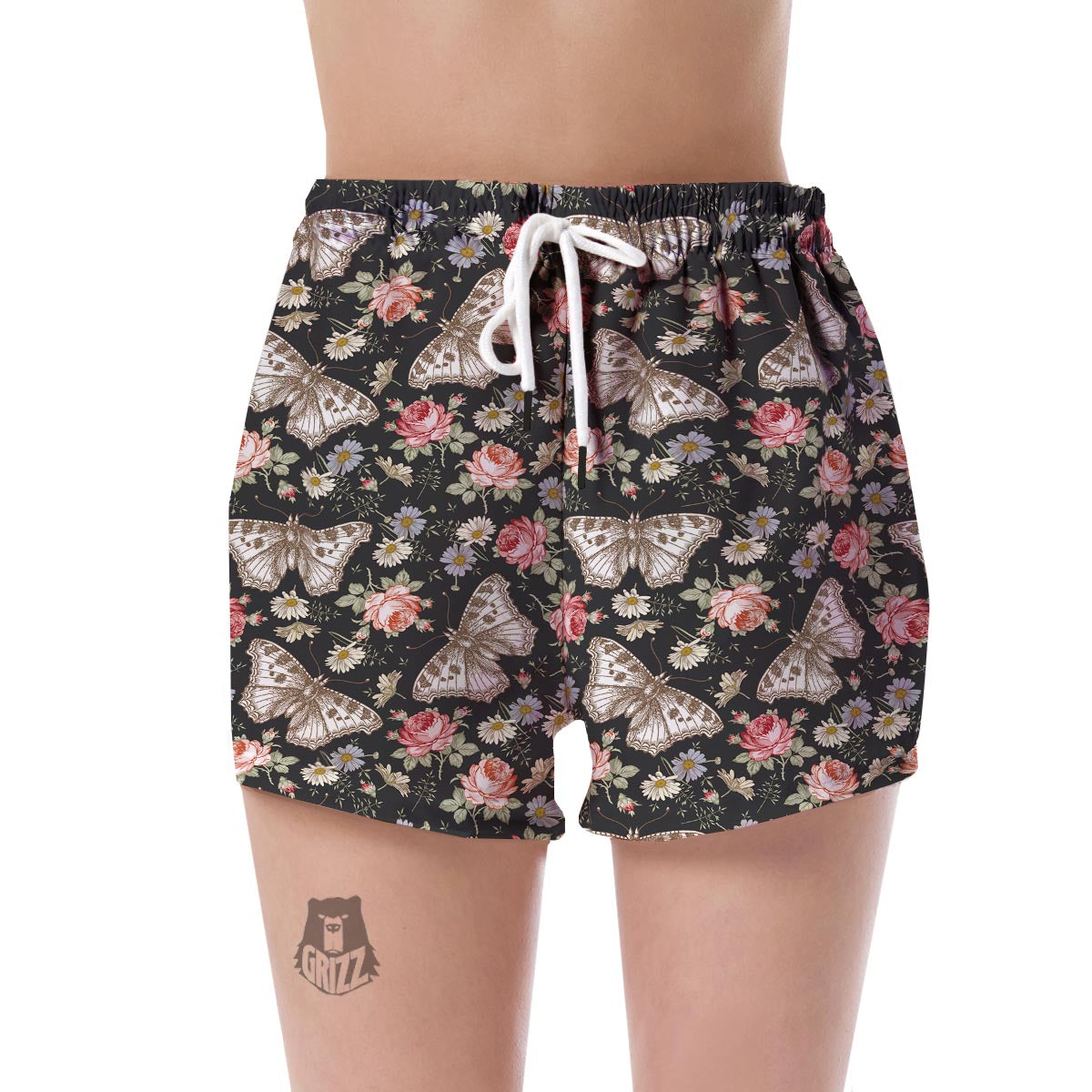 Rose Monarch Butterfly Pattern Print Women's Shorts-grizzshop