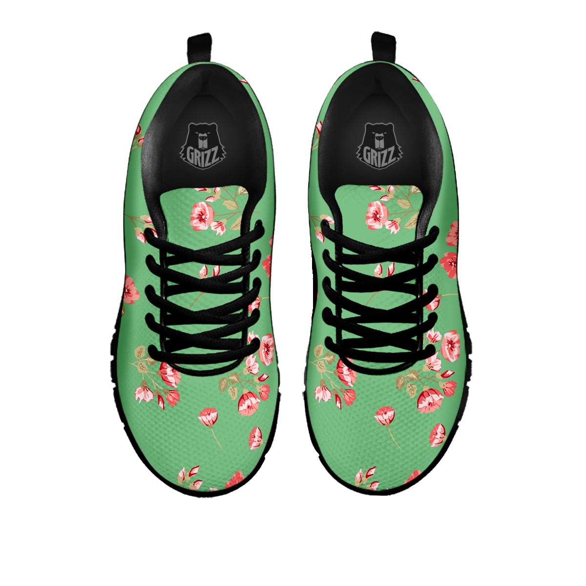 Rose Petals Print Pattern Black Sneaker-grizzshop