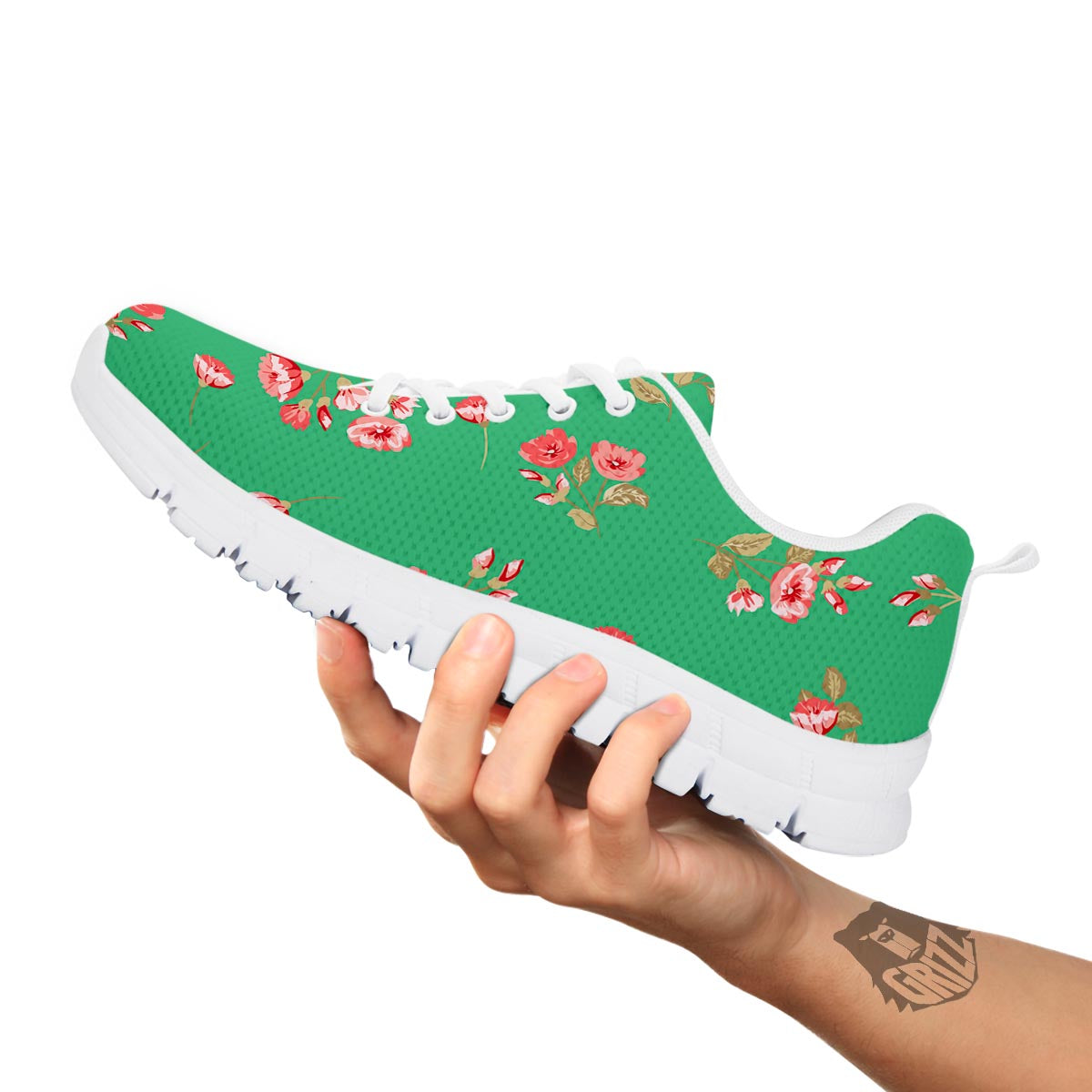 Rose Petals Print Pattern White Sneaker-grizzshop