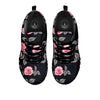 Rose Pink Print Pattern Black Sneaker-grizzshop