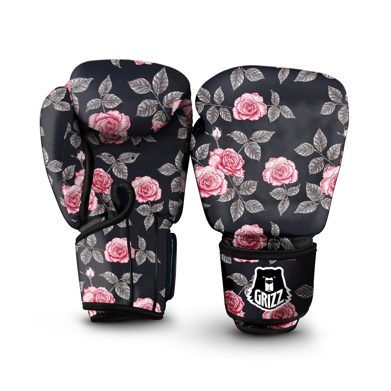 Rose Pink Print Pattern Boxing Gloves-grizzshop