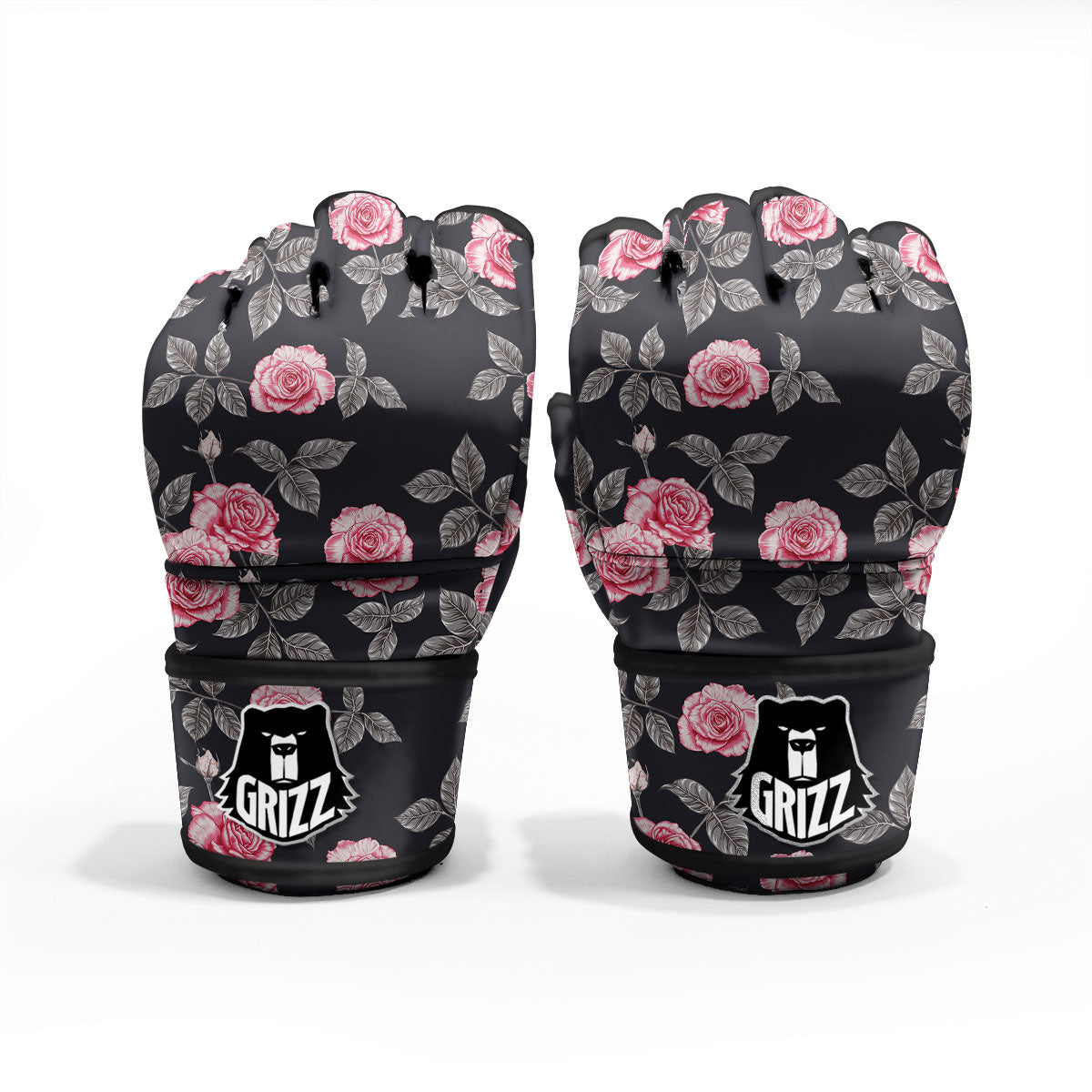 Rose Pink Print Pattern MMA Gloves-grizzshop