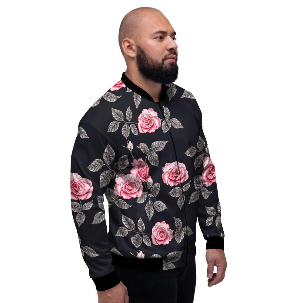 Rose Pink Print Pattern Men's Bomber Jacket-grizzshop