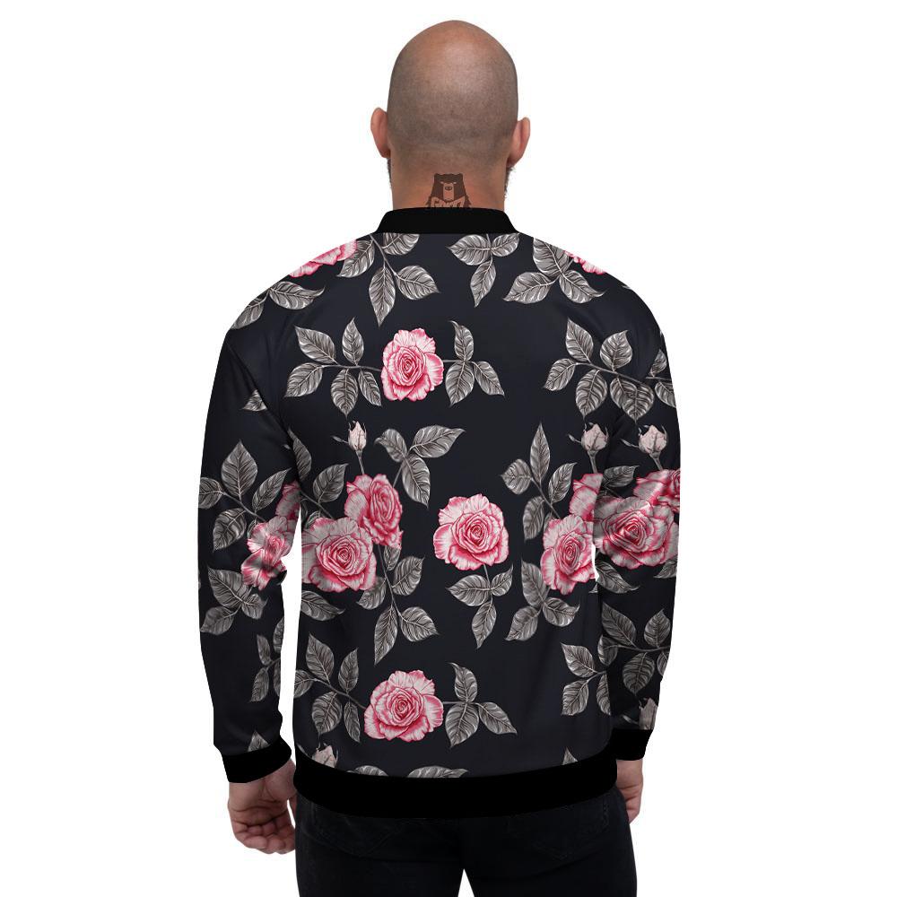 Rose Pink Print Pattern Men's Bomber Jacket-grizzshop