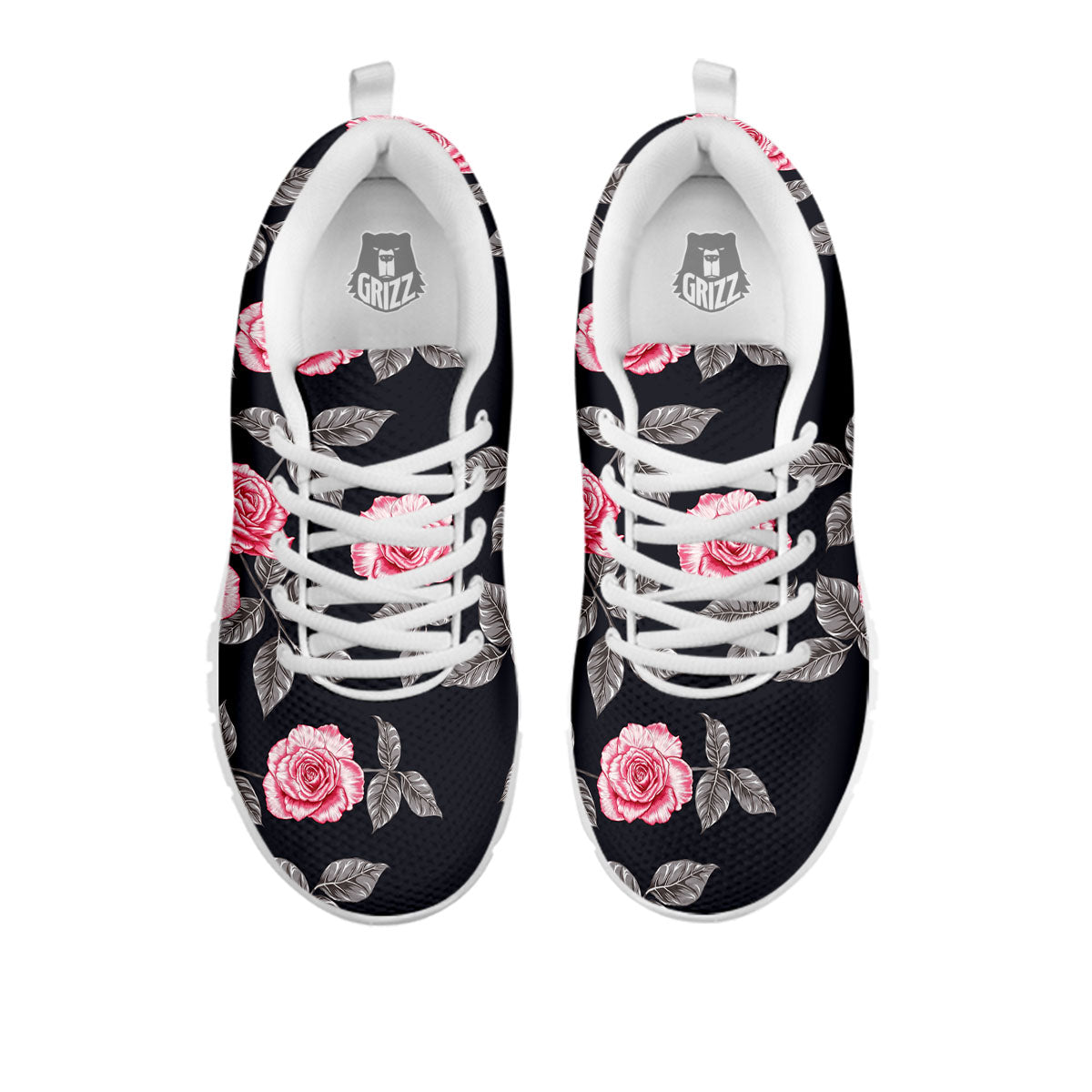 Rose Pink Print Pattern White Sneaker-grizzshop