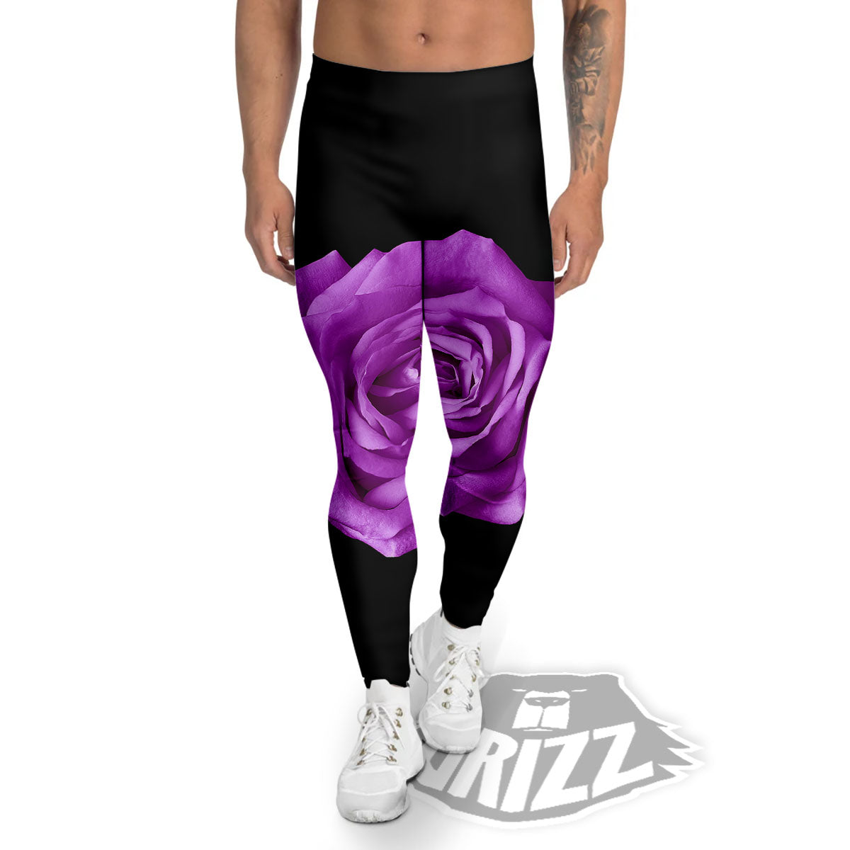 Rose Purple Dark Print Men's Leggings-grizzshop