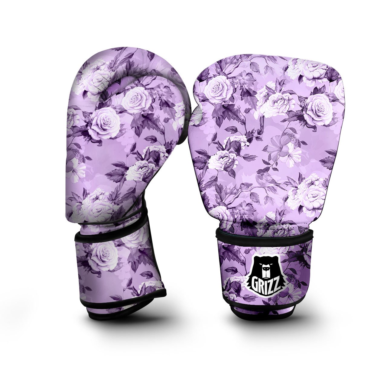 Rose Purple Print Pattern Boxing Gloves-grizzshop