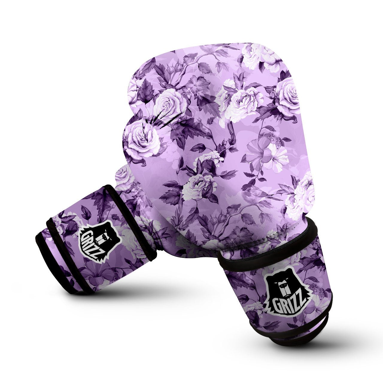 Rose Purple Print Pattern Boxing Gloves-grizzshop