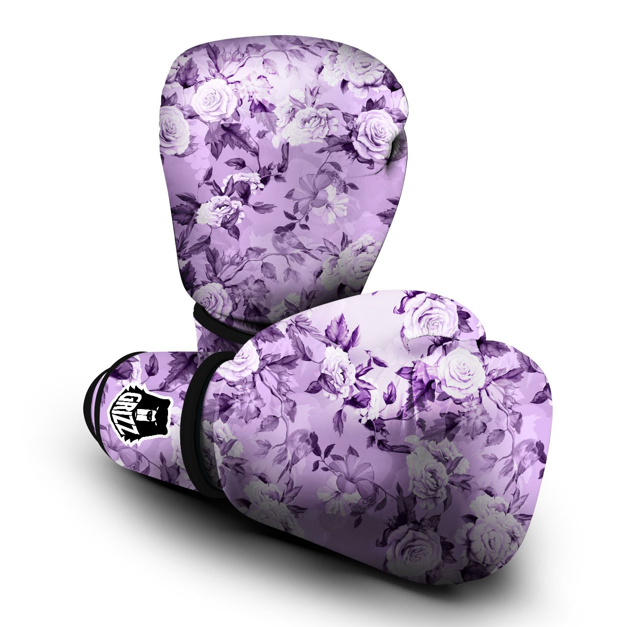 Rose Purple Print Pattern Boxing Gloves-grizzshop