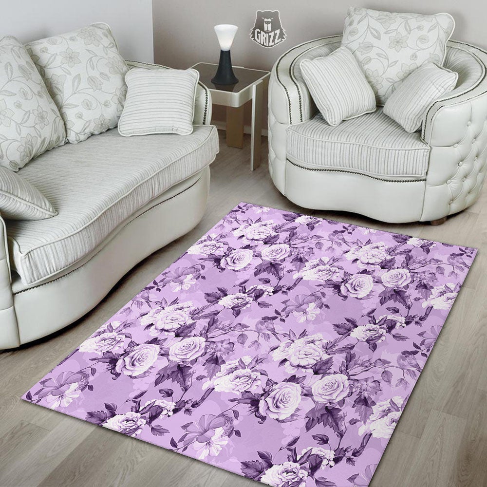 Rose Purple Print Pattern Floor Mat-grizzshop