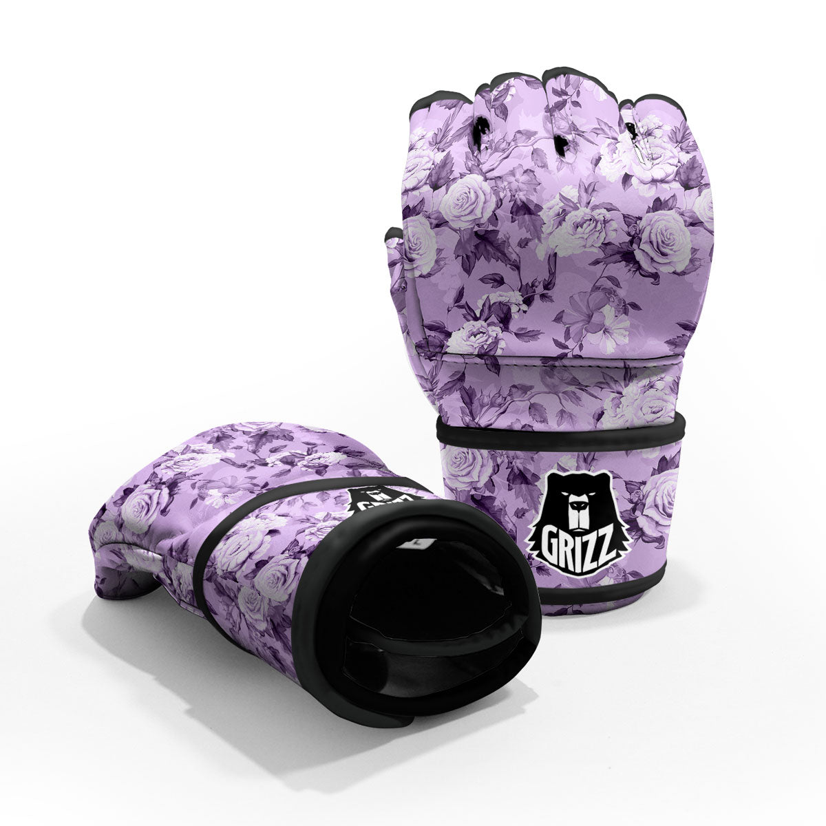 Rose Purple Print Pattern MMA Gloves-grizzshop