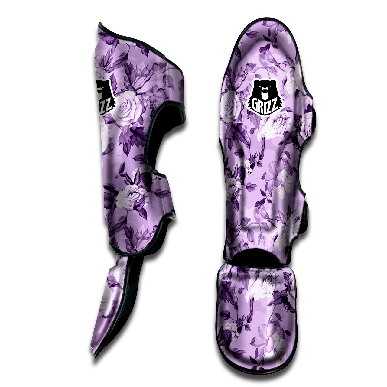 Rose Purple Print Pattern Muay Thai Shin Guards-grizzshop