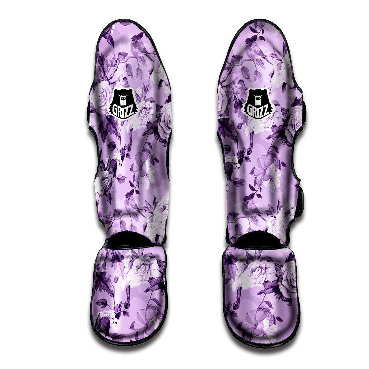 Rose Purple Print Pattern Muay Thai Shin Guards-grizzshop