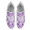 Rose Purple Print Pattern White Athletic Shoes-grizzshop