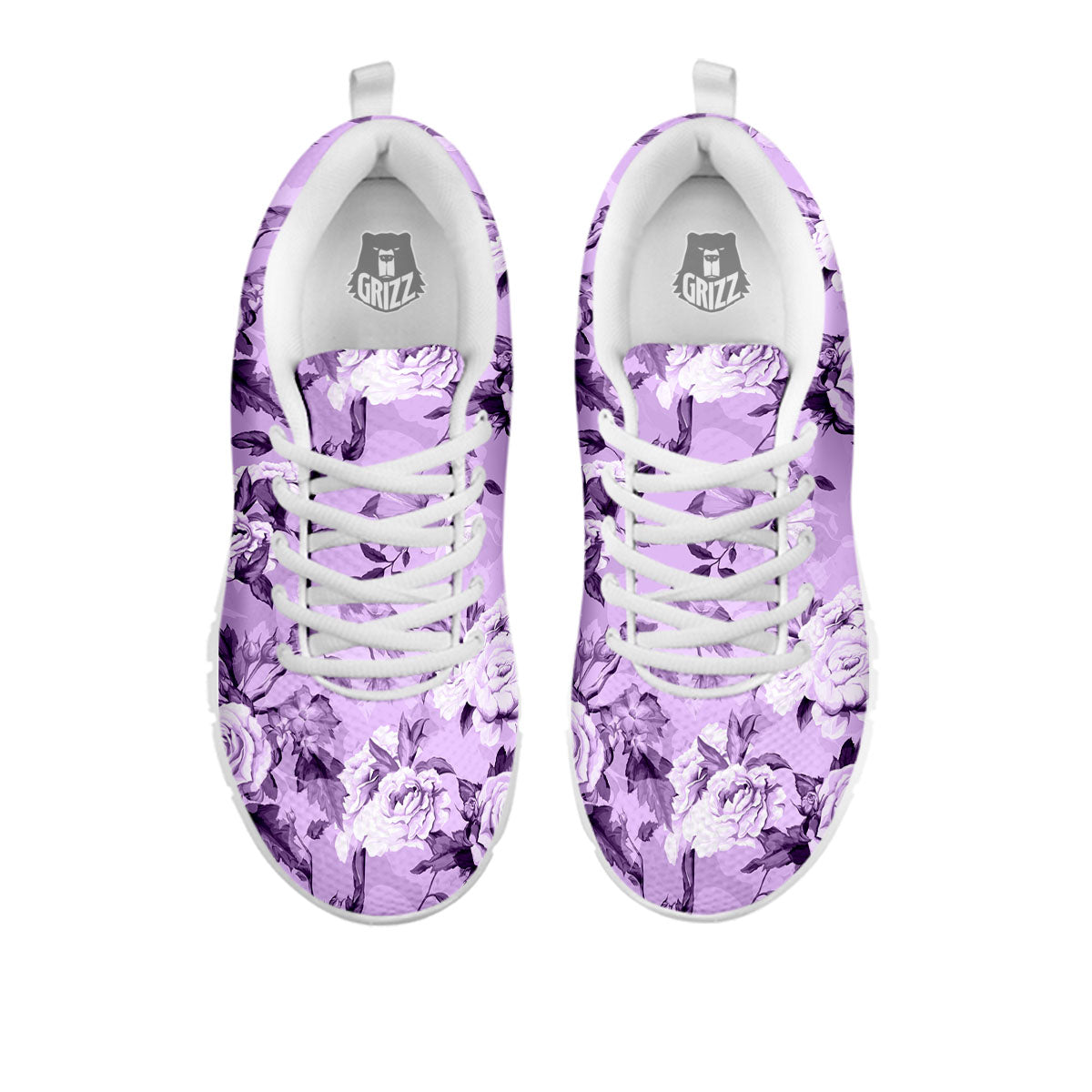 Rose Purple Print Pattern White Sneaker-grizzshop