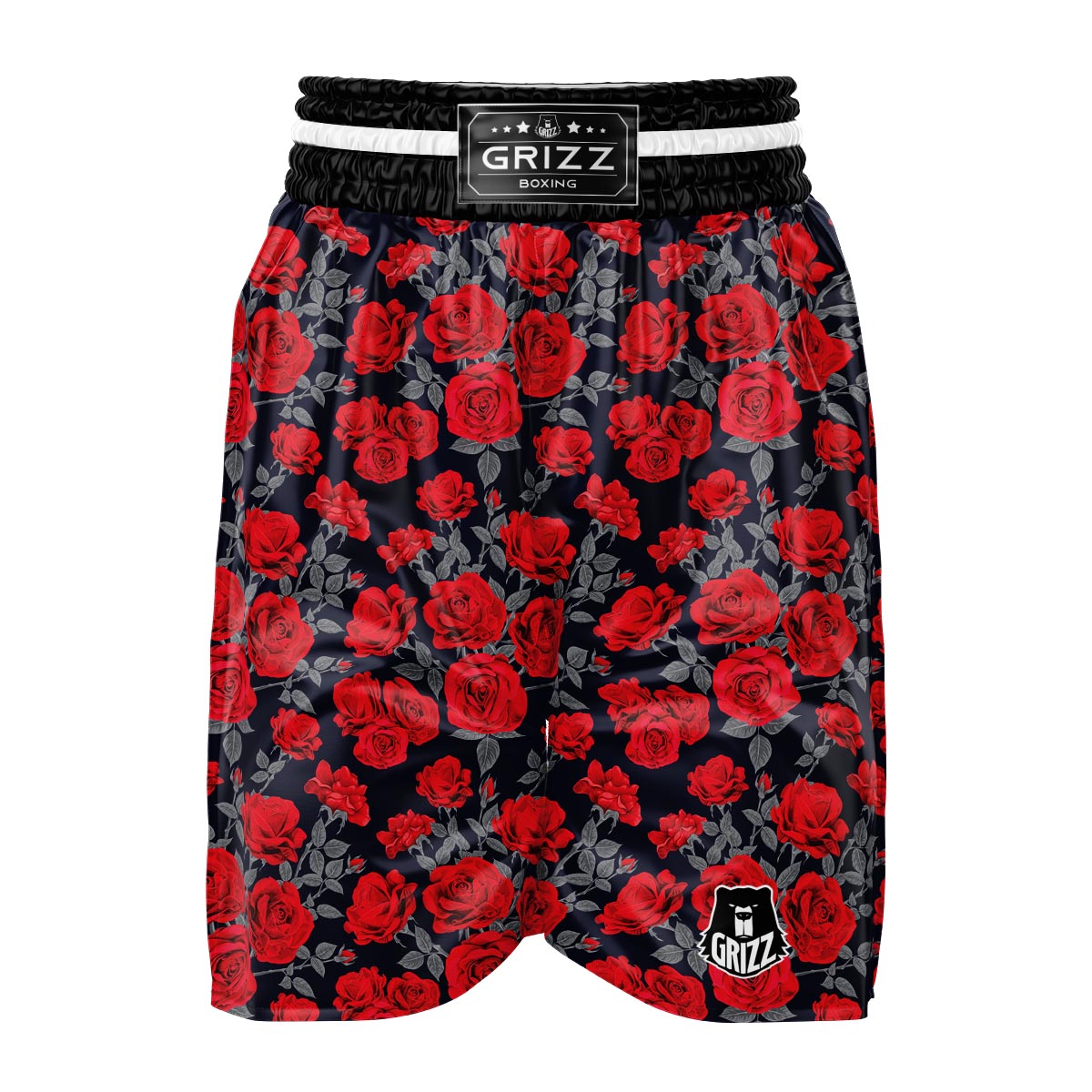 Rose Red Print Pattern Boxing Shorts-grizzshop