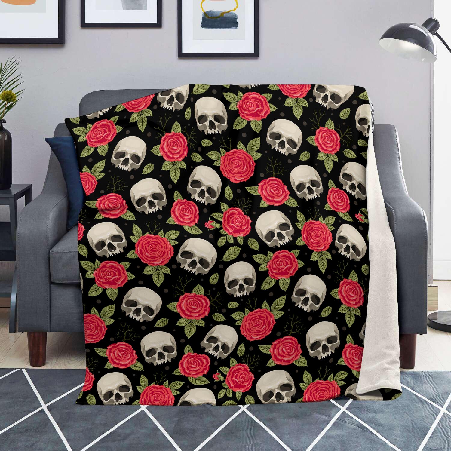 Rose Skull Blanket-grizzshop