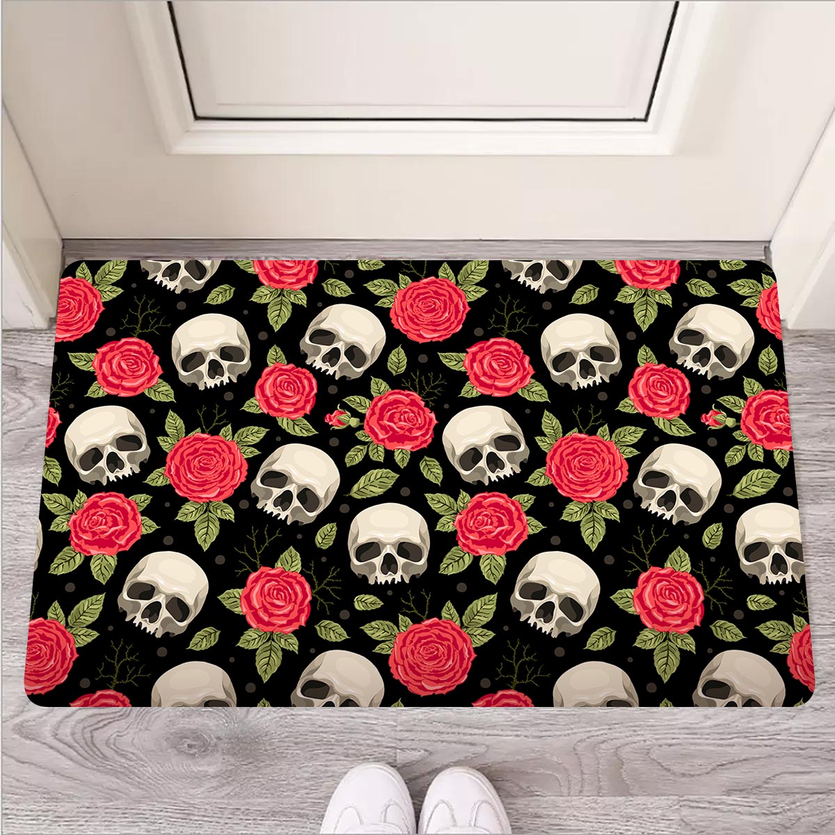 Rose Skull Door Mat-grizzshop