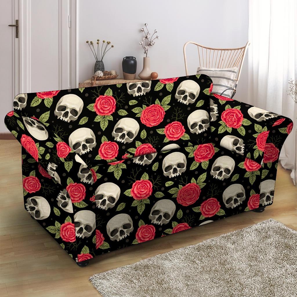 Rose Skull Loveseat Cover-grizzshop