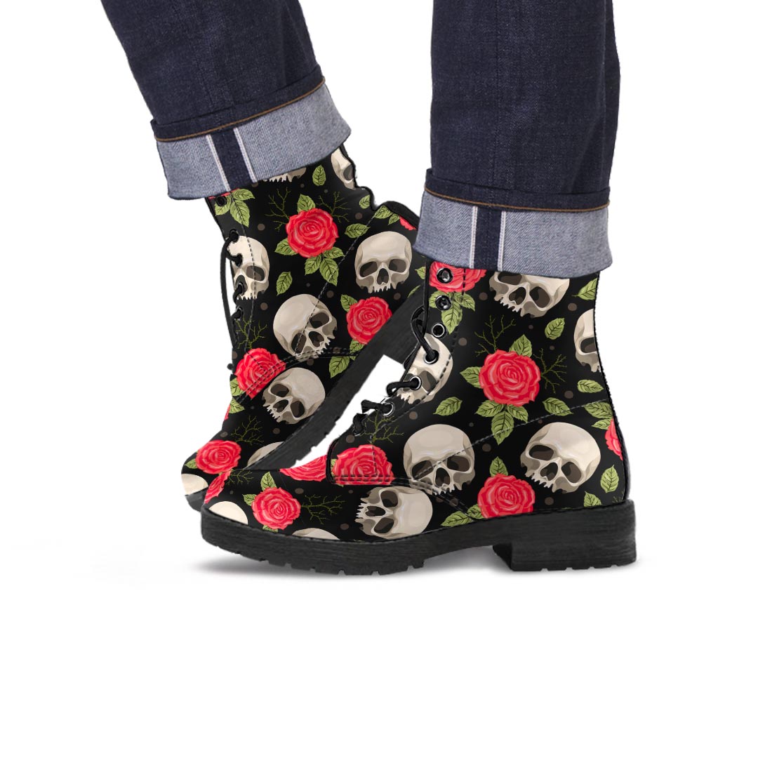 Rose Skull Men's Boots-grizzshop