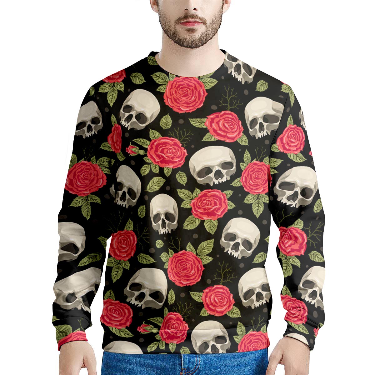 Rose Skull Men's Sweatshirt-grizzshop