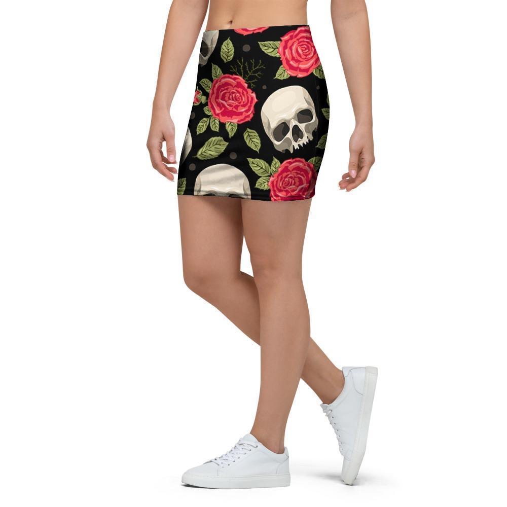 Rose Skull Mini Skirt-grizzshop