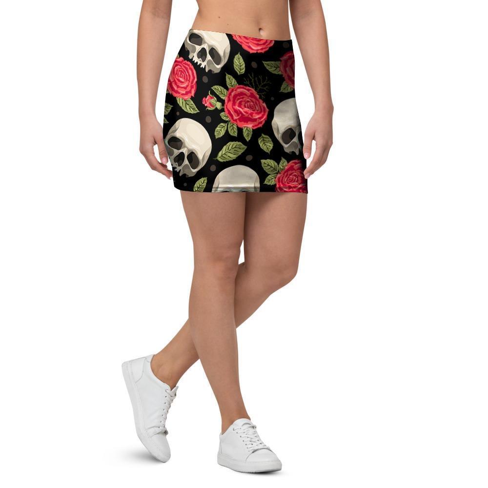 Rose Skull Mini Skirt-grizzshop