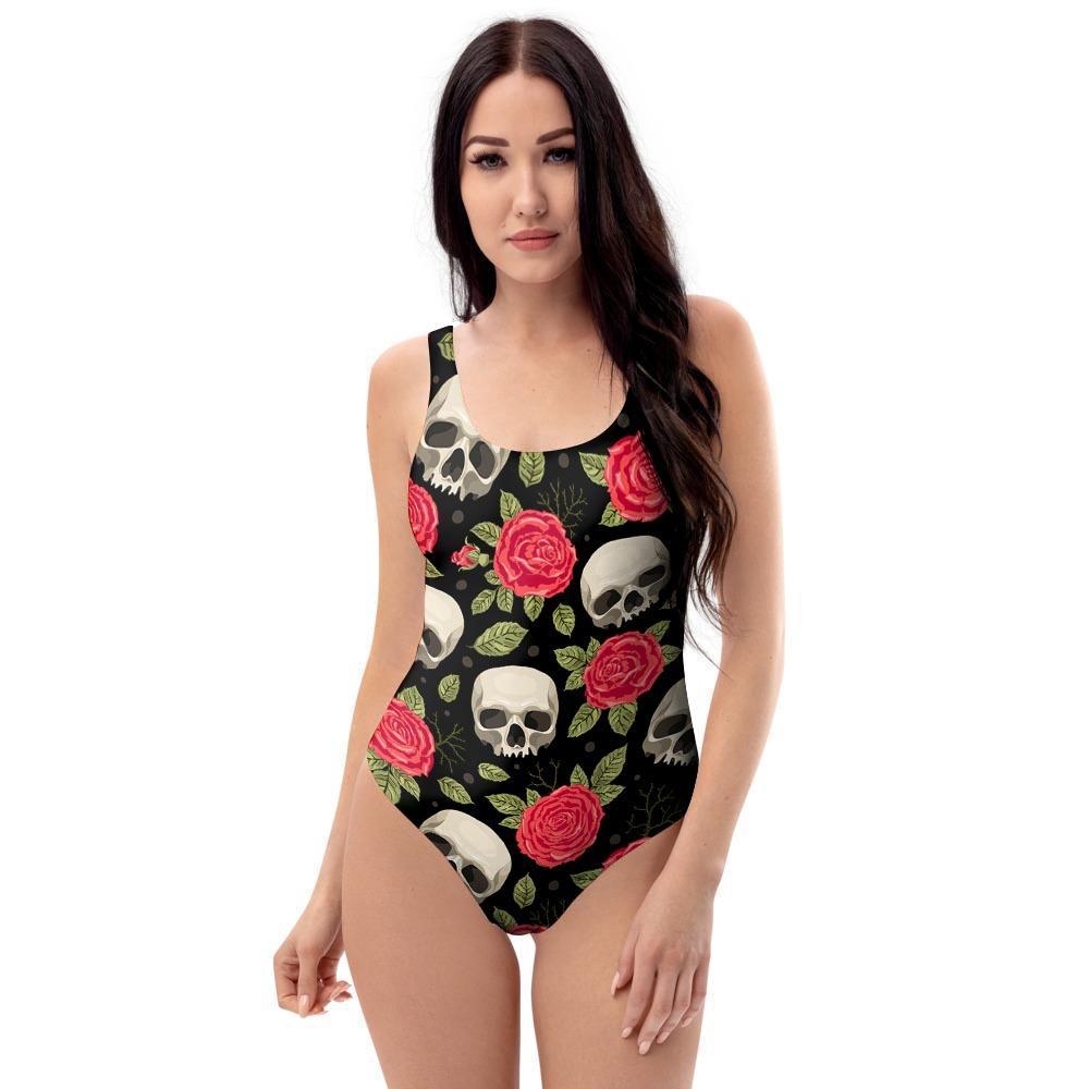 Rose Skull One Piece Swimsuite-grizzshop