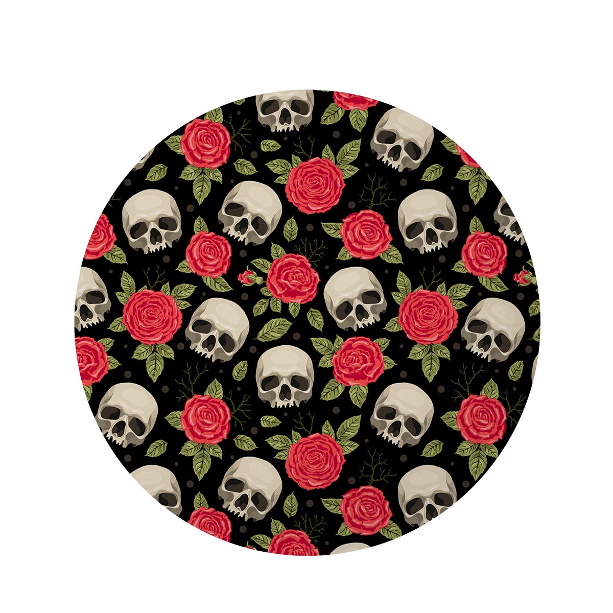 Rose Skull Round Rug-grizzshop