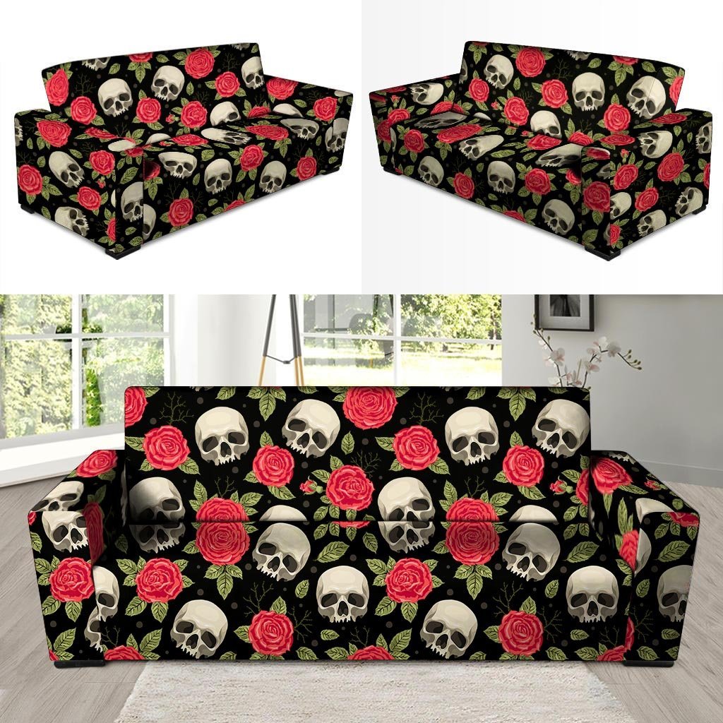 Rose Skull Sofa Cover-grizzshop