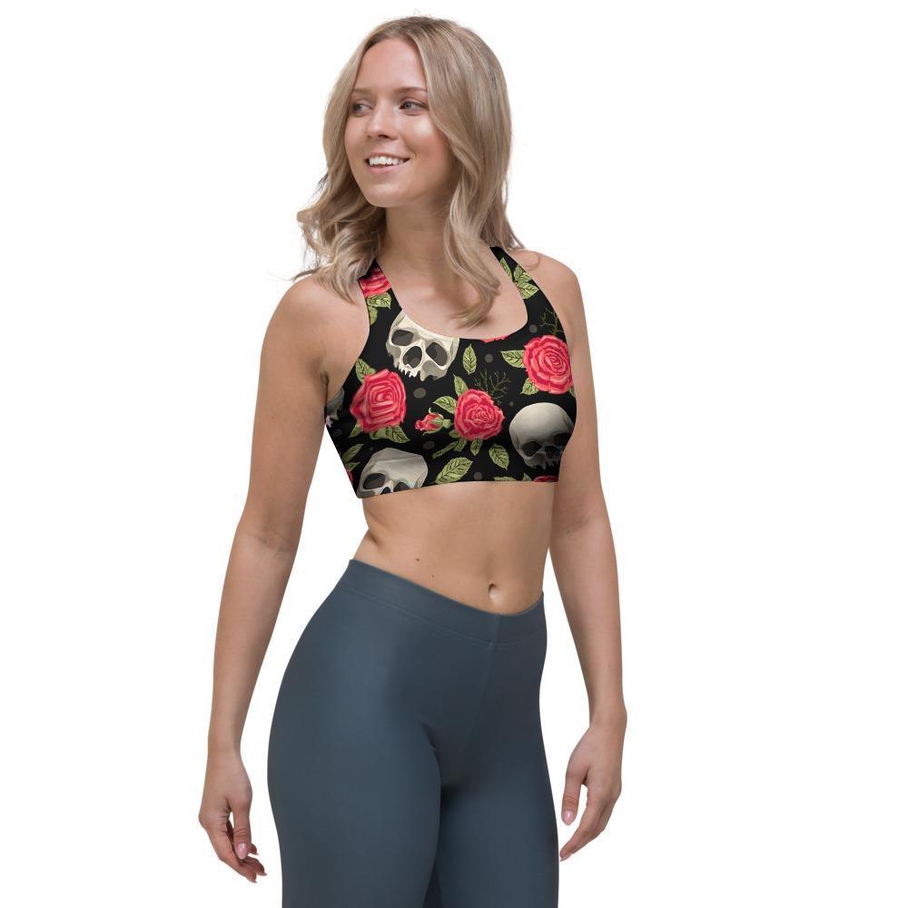 Rose Skull Sports Bra-grizzshop