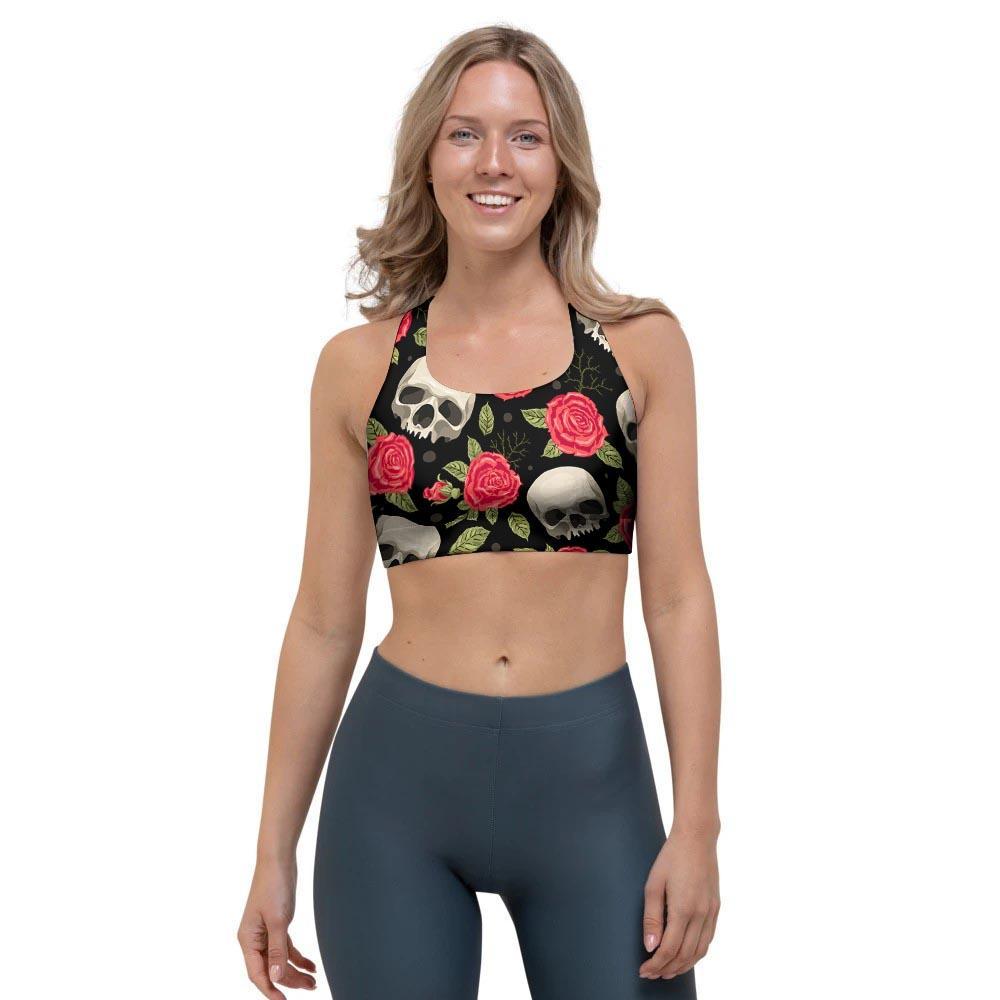 Rose Skull Sports Bra-grizzshop