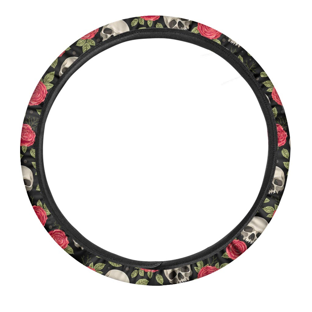 Rose Skull Steering Wheel Cover-grizzshop