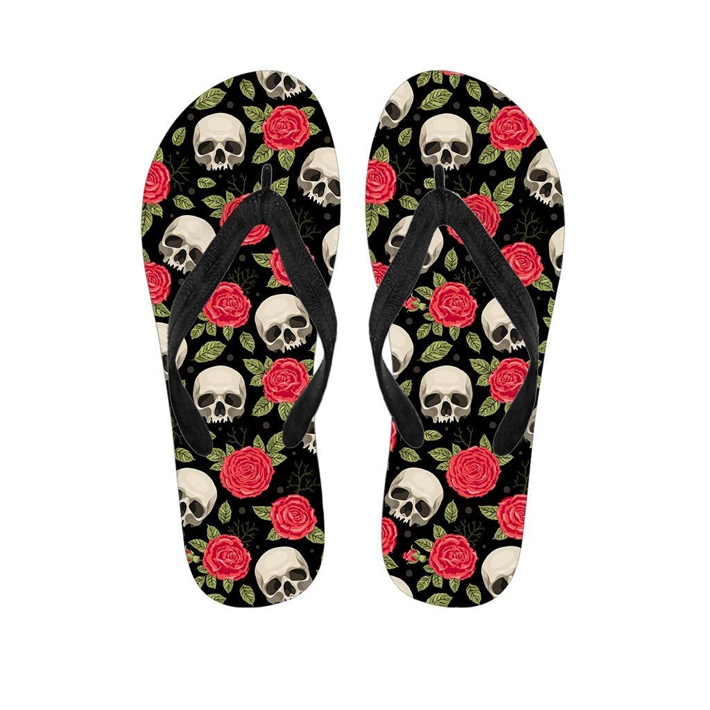 Rose Skull Women's Flip Flops-grizzshop