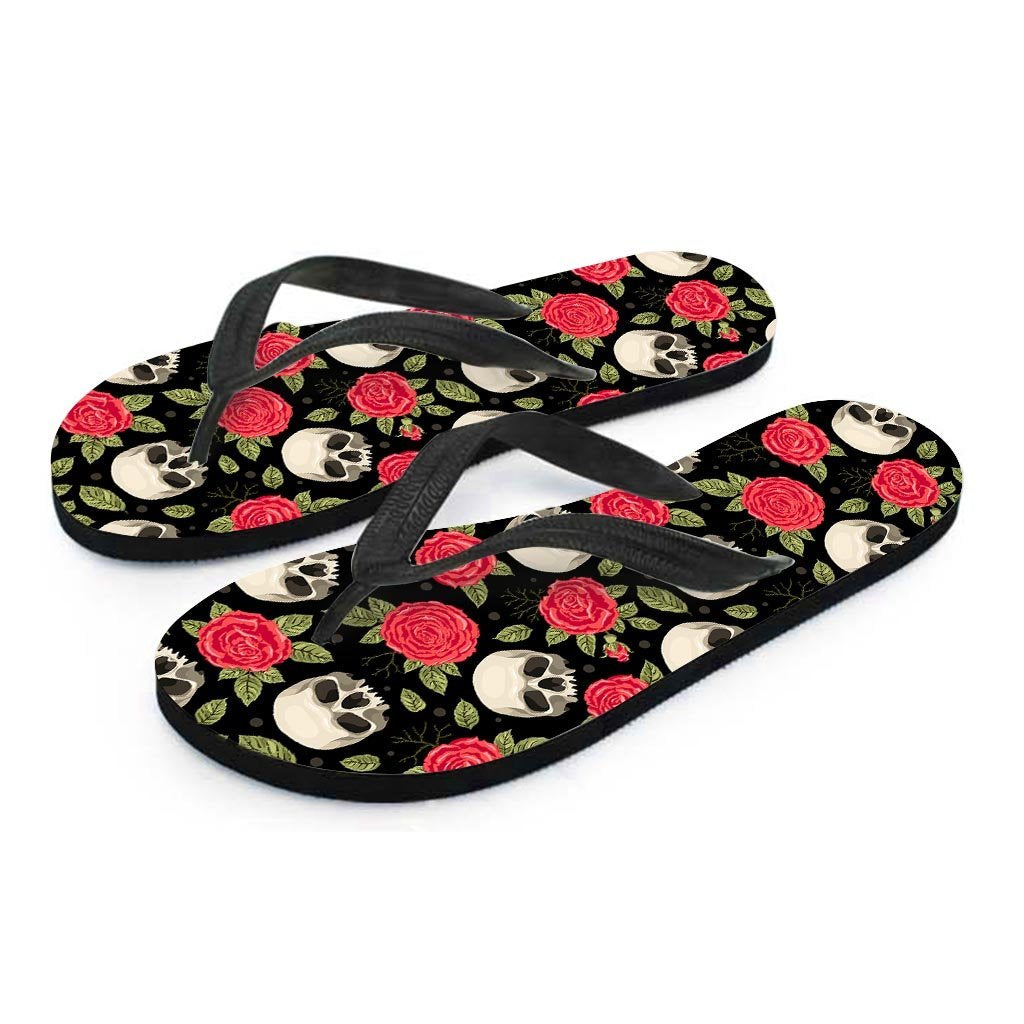 Rose Skull Women's Flip Flops-grizzshop