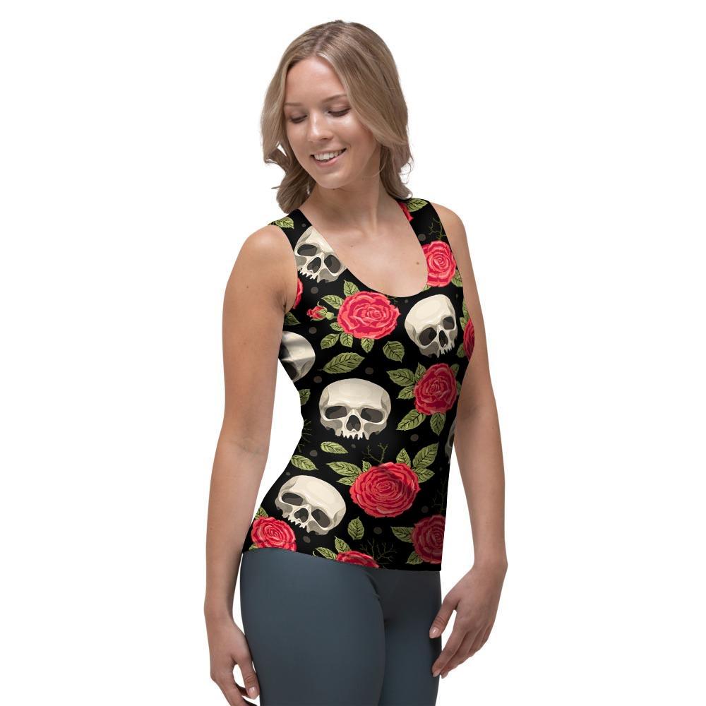 Rose Skull Women's Tank Top-grizzshop
