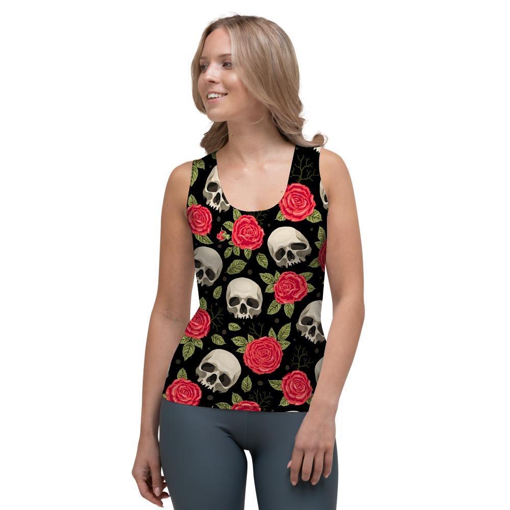 Rose Skull Women's Tank Top-grizzshop