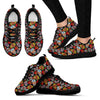 Rose Sugar Skull Skeleton Girly Floral Pattern Print Black Sneaker Shoes For Men Women-grizzshop