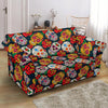 Rose Sugar Skull Skeleton Girly Floral Pattern Print Loveseat Cover-grizzshop