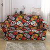 Rose Sugar Skull Skeleton Girly Floral Pattern Print Loveseat Cover-grizzshop