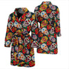 Rose Sugar Skull Skeleton Girly Floral Pattern Print Men Long Robe-grizzshop