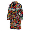 Rose Sugar Skull Skeleton Girly Floral Pattern Print Men Long Robe-grizzshop