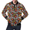 Rose Sugar Skull Skeleton Girly Floral Pattern Print Men's Bomber Jacket-grizzshop