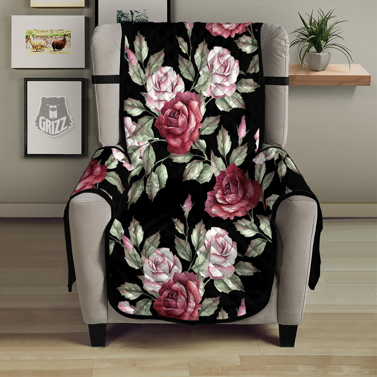 Rose Valentine's Day Print Pattern Armchair Protector-grizzshop