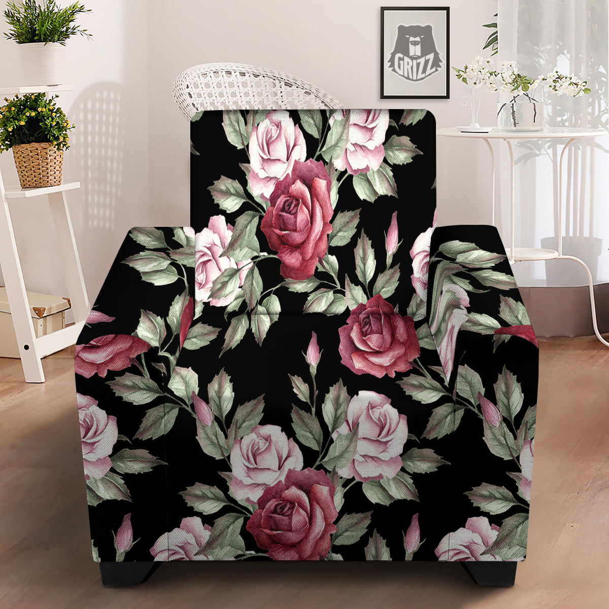 Rose Valentine's Day Print Pattern Armchair Slipcover-grizzshop